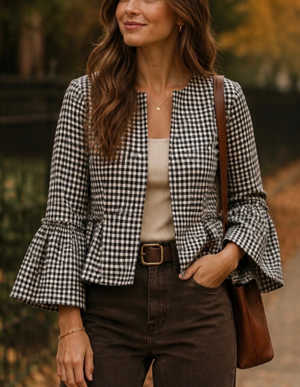 TopShop ASOS gingham peplum ruffle flounce open crop boho Cottagecore Blazer S